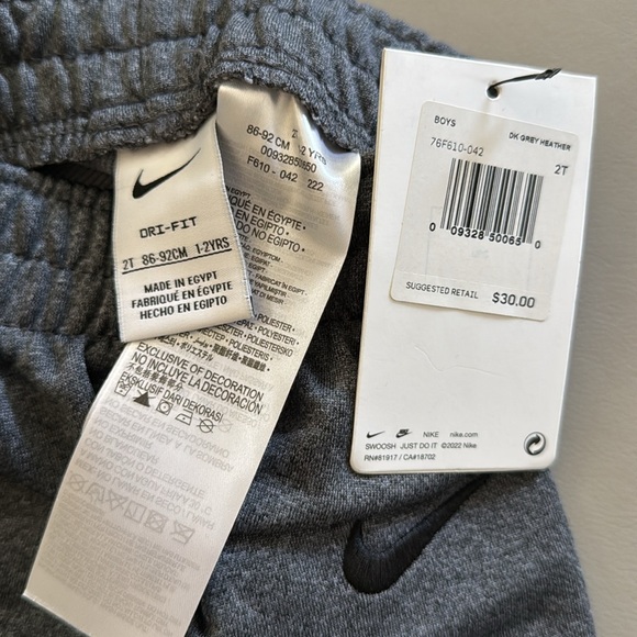 Nike Dri Fit Gray Sweat Pants Size 2T NWT - Picture 2 of 5